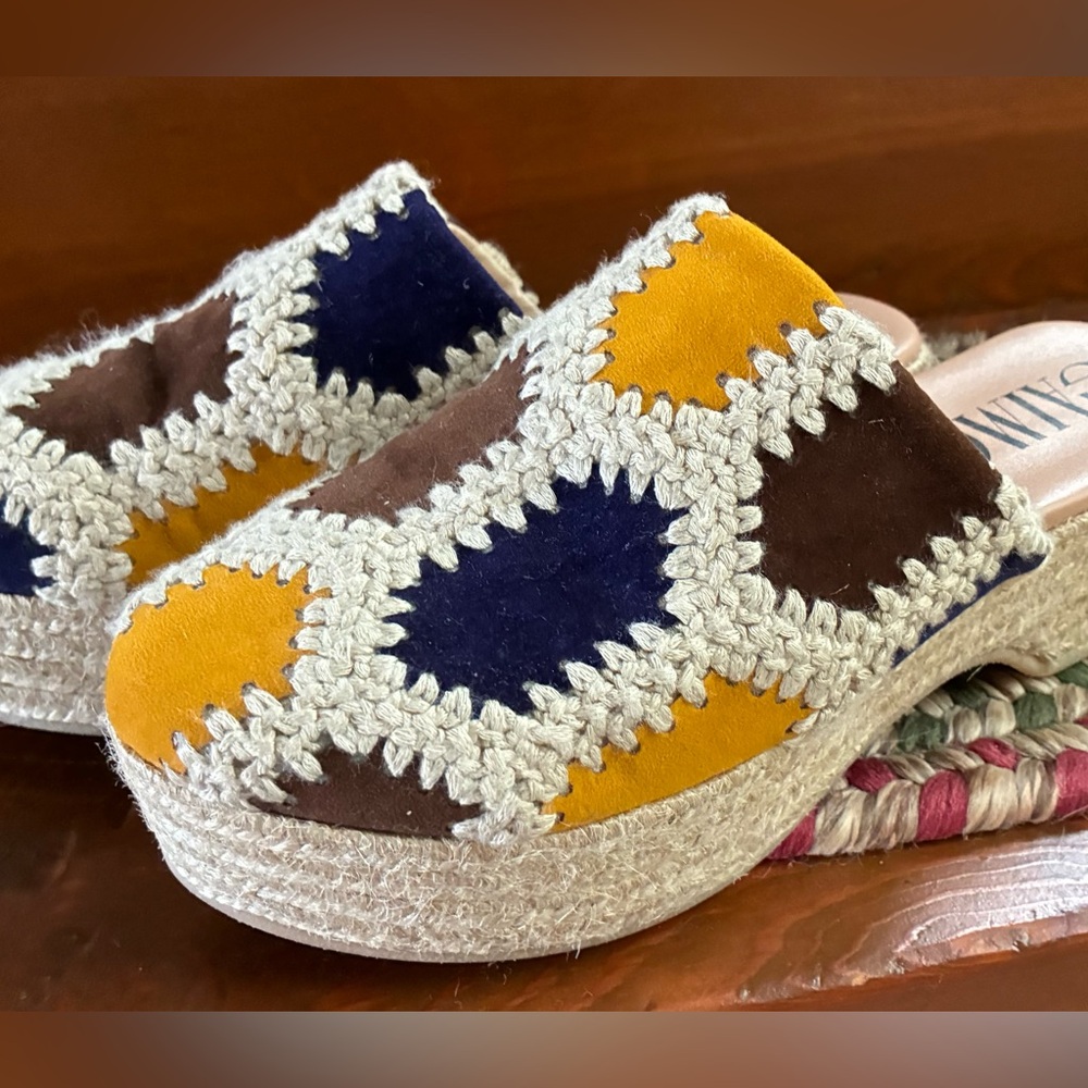 Gaimo Patchwork Suede Espadrille Clogs Women’s size EU37 US6.5 Made in Spain - Picture 4 of 16